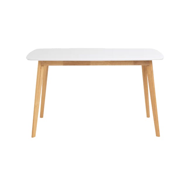 Harold Dining Table 1.2m - Natural, White - 3 - White minimalist dining table with wooden legs, light wooden finish, simple