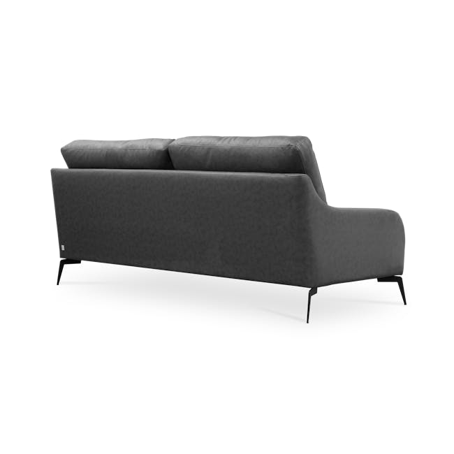 Wellington 3 Seater Sofa - Smokey Grey (Faux Leather) - 4 - Modern upholstered sofa, sleek design, dark gray fabric