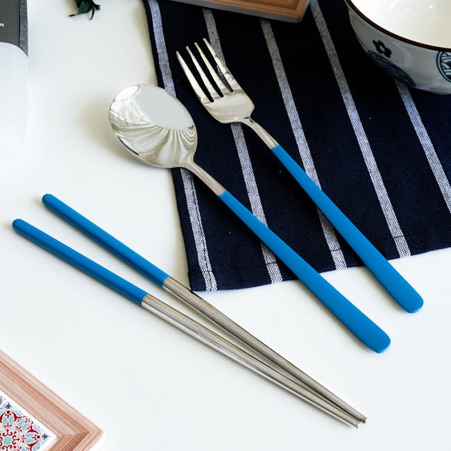 Table Matters Tango 3pc Portable Cutlery Set - Blue - 1
