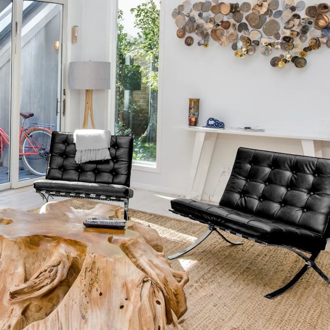 Benton 2 Seater Sofa with Benton 2 Seater Ottoman - Black - 2 - black leather sofa, modern living room, stylish furniture