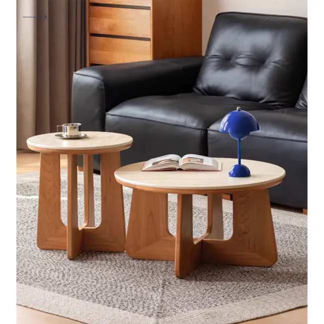 Marisa Round Coffee Table 0.7m - Travertine (Sintered Stone) - 6