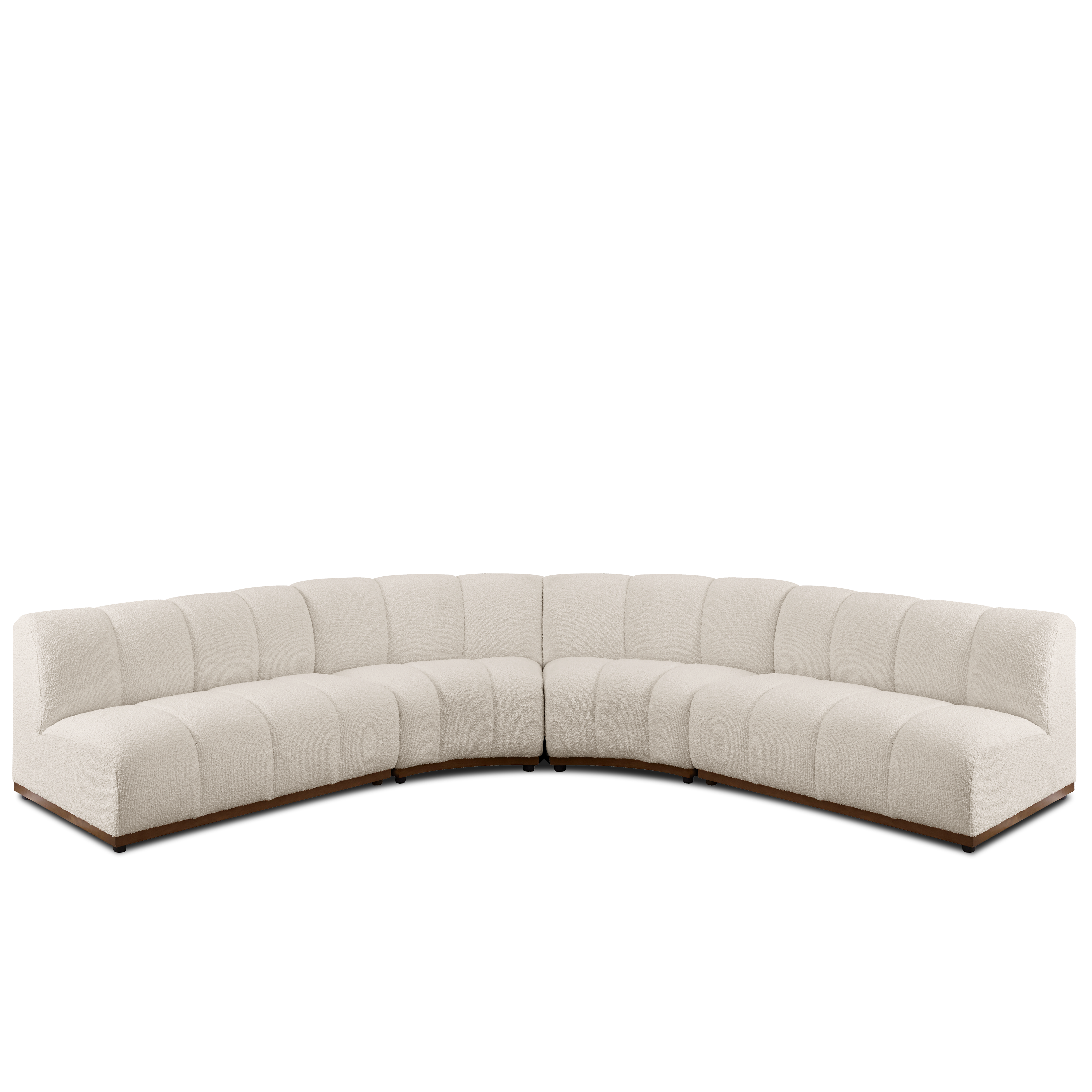 Cosmo L-Shaped Sectional Sofa - Walnut, White Boucle (Eco Clean Fabric)