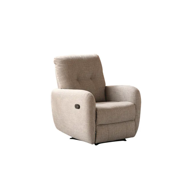 Teddy Manual Recliner Lounge Chair - 1 - Beige upholstered armchair, modern design, textured fabric, plush seating