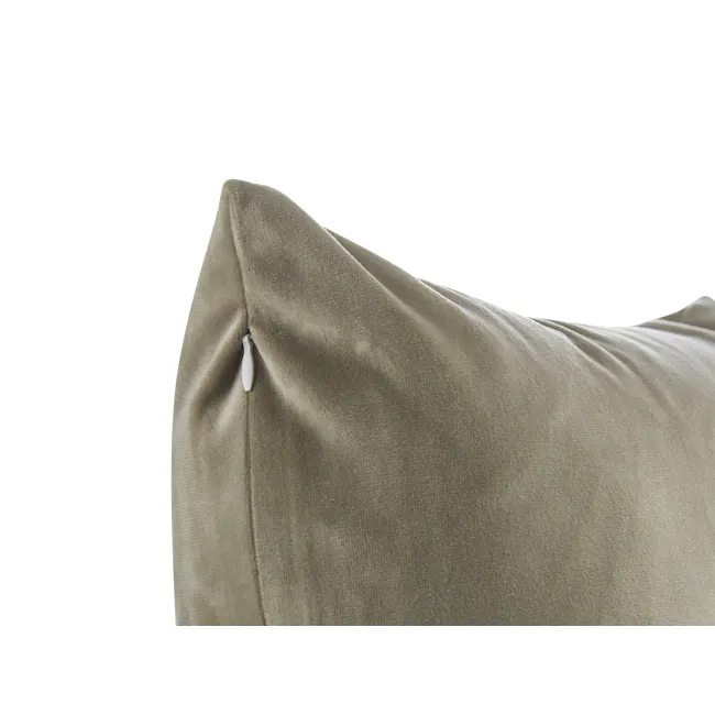 Alyssa Velvet Lumbar Cushion Cover - Taupe - 4 - Soft, muted olive fabric, textured surface, smooth texture, natural