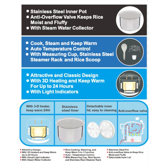 TOYOMI 1.8L Electric Rice Cooker & Warmer with Stainless Steel Inner Pot RC 968SS - 8