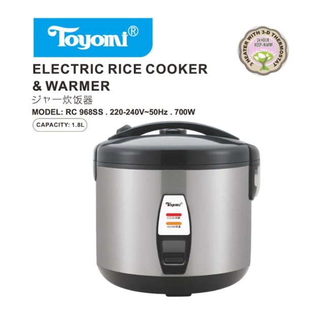 TOYOMI 1.8L Electric Rice Cooker & Warmer with Stainless Steel Inner Pot RC 968SS - 7