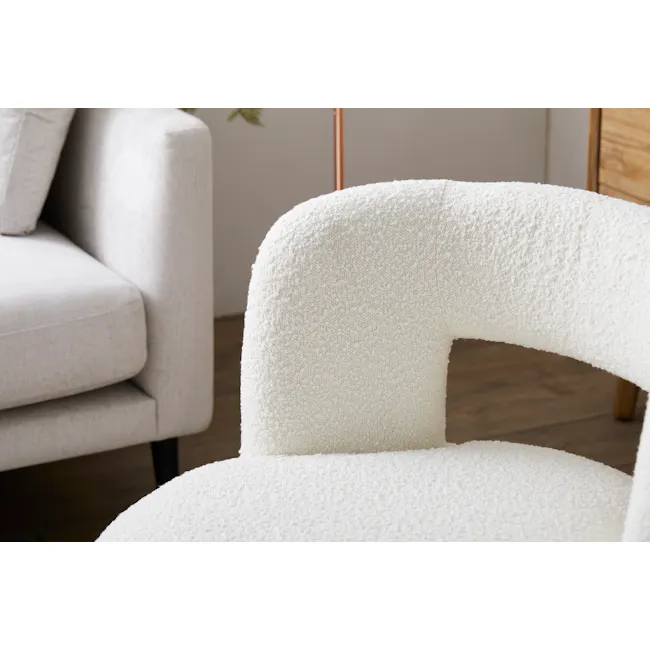 Aria Swivel Lounge Chair - 5 - Cream-colored, plush armchair, modern design, soft texture, cozy seating, minimalist decor