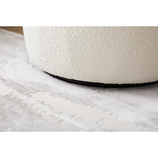 Aria Swivel Lounge Chair - 6 - White textured rug, black border, soft fabric, fluffy carpet, cozy atmosphere, elegant