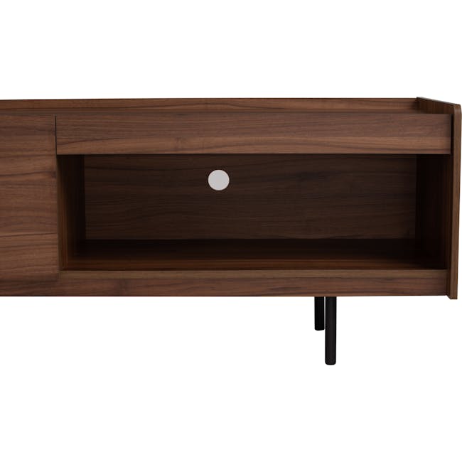 Delani TV Console 1.8m - 12 - Wooden cabinet with clean lines, minimalist design, dark wood finish, open shelf, empty space