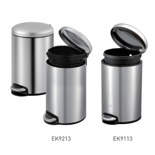 EKO Maggey Round Stainless Steel Step Bin With Soft Closing Lid (2 Sizes) - 4