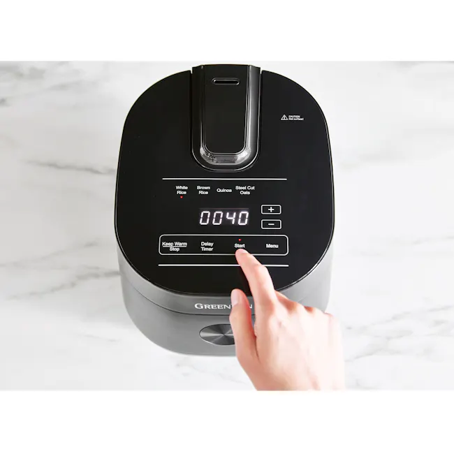 GreenPan Bistro Collection Rice & Grains Cooker - Matte Black - 2 - White Rice, Brown Rice, Quinoa, Steel Cut Oats, Keep