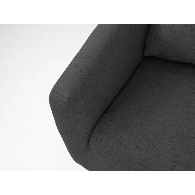 Hana Armchair - Charcoal - 13 - Dark gray upholstered sofa, textured fabric, modern design, comfortable seating, sleek