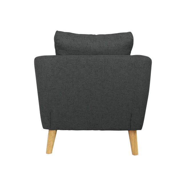 Hana Armchair - Charcoal - 10 - Grey upholstered armchair, wooden legs, textured fabric, modern design, comfortable seating
