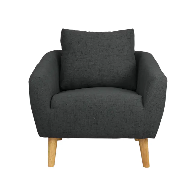 Hana Armchair - Charcoal - 12 - Grey upholstered armchair, wooden legs, textured fabric, modern design, cozy seating