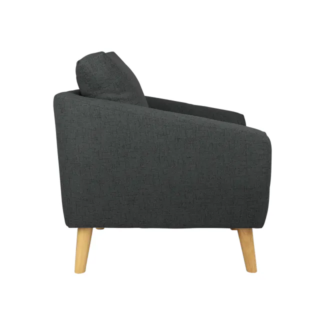 Hana Armchair - Charcoal - 9 - Grey upholstered armchair, modern design, wooden legs, textured fabric, cozy seating