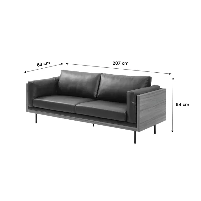 (As-is) Bentley 3 Seater Sofa - Jet Black (Faux Leather) - 28 - 20