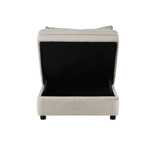 Cameron Large Corner Storage Sofa - Sand (Fabric) - 14 - Light beige upholstered sofa, open storage compartment, black