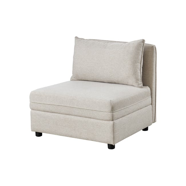 Cameron Large Corner Storage Sofa - Sand (Fabric) - 15 - Cream upholstered armchair, beige fabric, modern design, plush