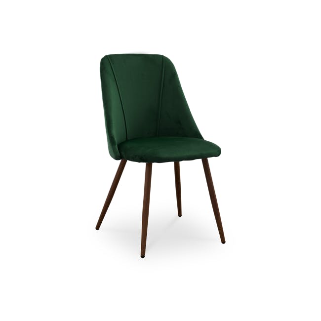 Lana Dining Chair - Walnut, Pine Green (Velvet) - 0