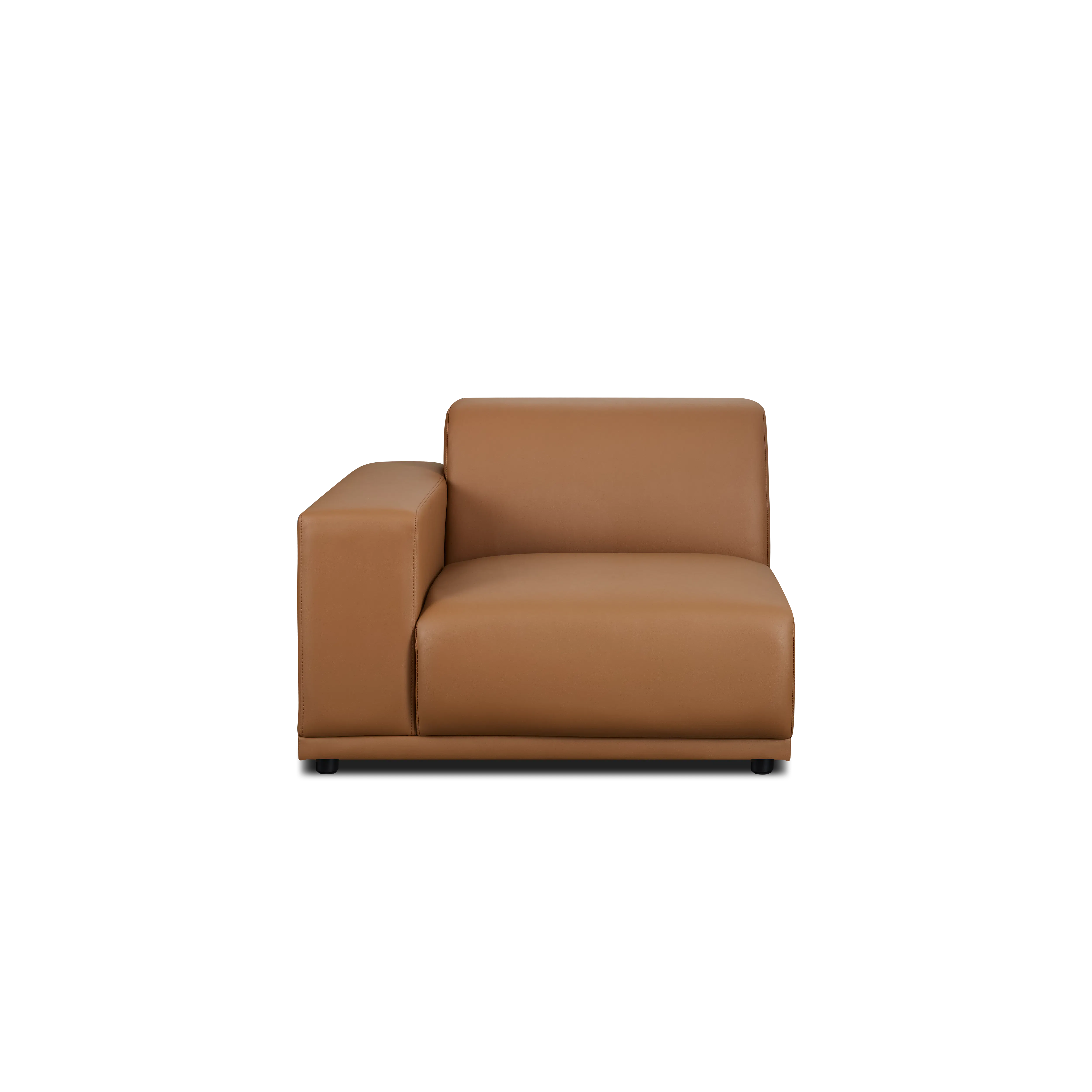 Milan 4 Seater Sofa - Caramel Tan (Faux Leather) - 21 - Brown leather sofa, modern design, comfortable seating, sleek lines