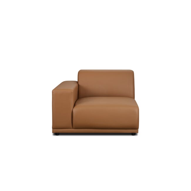 Milan 4 Seater Sofa - Caramel Tan (Faux Leather) - 21 - Brown leather sofa, modern design, comfortable seating, sleek lines