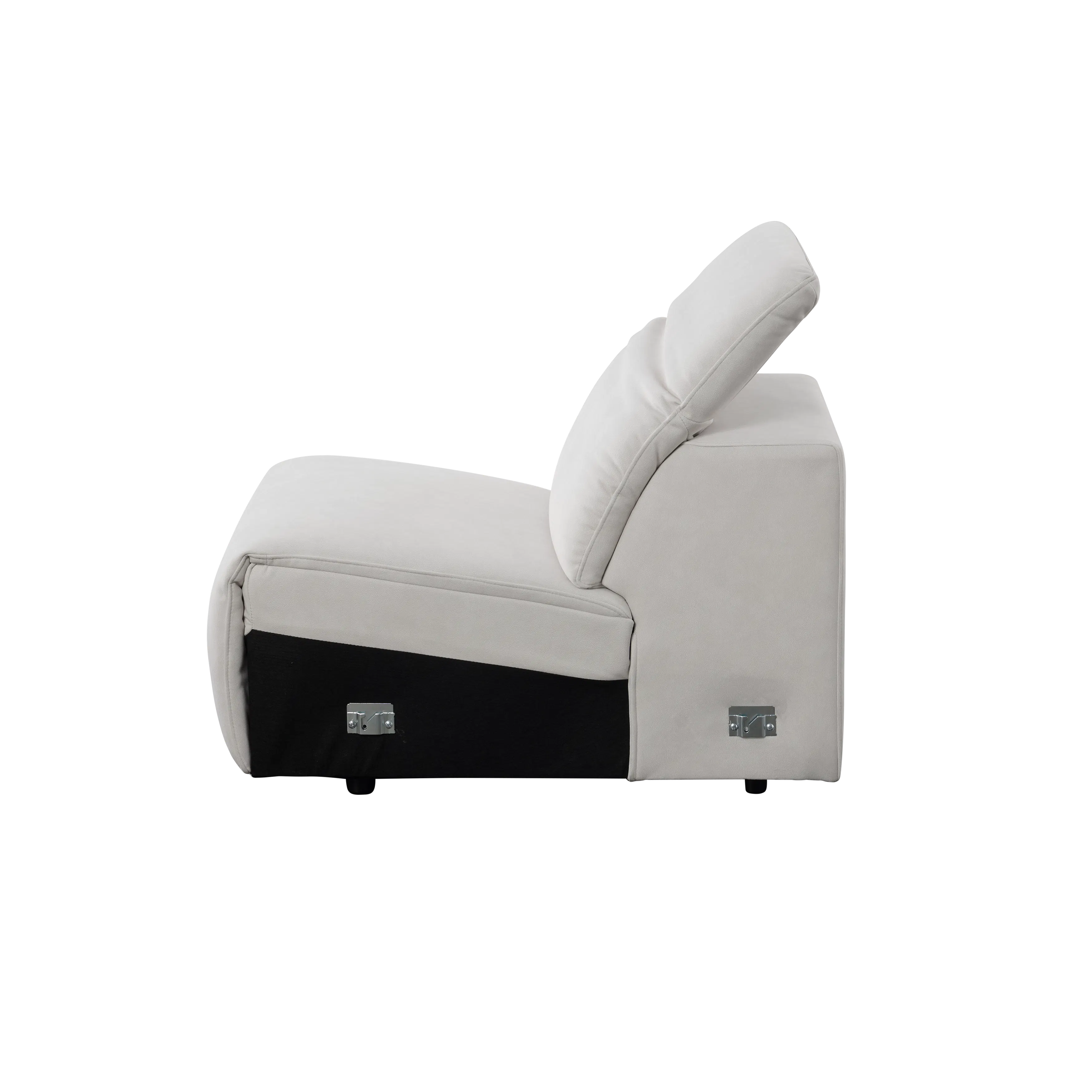 Harmony Armless Unit - Misty Grey (Scratch Resistant) - 9 - Luxurious beige recliner with black accent, modern design