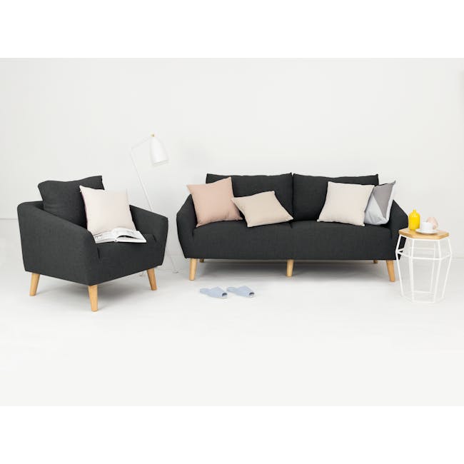 Hana 3 Seater Sofa with Hana Armchair - Charcoal - 1