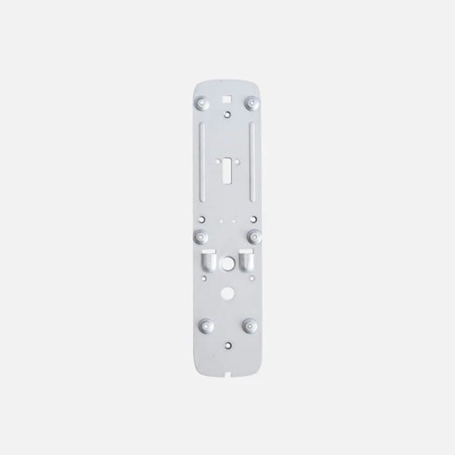 igloohome Smart Mortise 2+ - 18 - - White plastic door handle, minimalist design, vertical orientation, screws, hinges