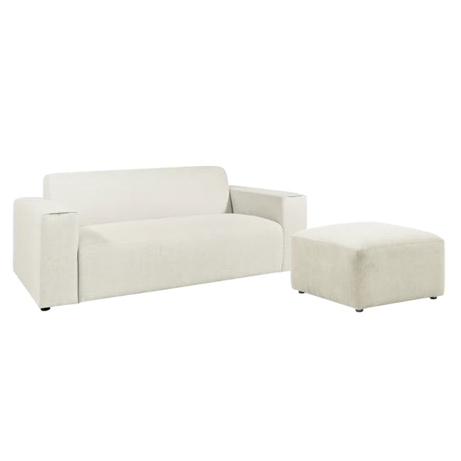 Adam 3 Seater Sofa and Adam Ottoman - Pearl - 0