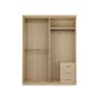 Lorren Sliding Door Wardrobe 3 with Glass Panel - Herringbone Oak - 1
