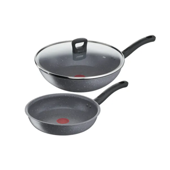 Tefal Cook Healthy 3 Pcs Set - Frypan 24cm + Wok Pan 28cm + Lid (G134S3) - 1
