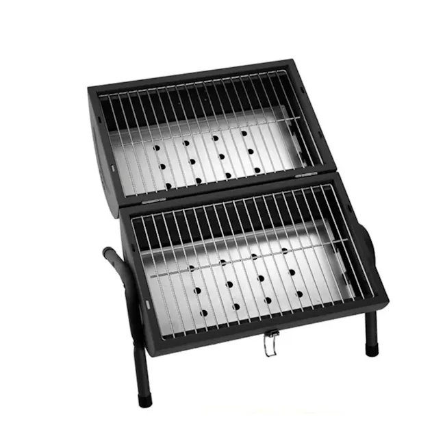 Flame Master BBQ Mini Portable BBQ Drum - Black - 8 - Electric grill with multiple compartments, black and silver design