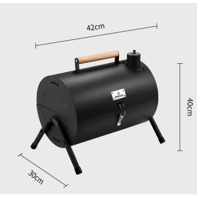 Flame Master BBQ Mini Portable BBQ Drum - Black - 10 - Electric charcoal grill, 42 cm height, 30 cm width, 40 cm length