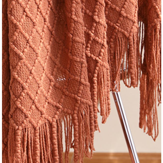 Hanako Knitted Throw - Burnt Orange - 3