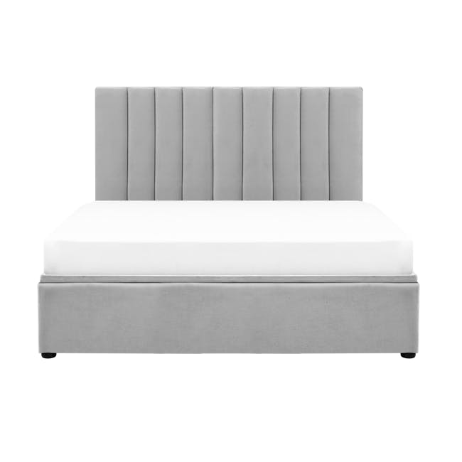 Audrey Queen Storage Bed in Silver Fox (Fabric) with 2 Volos Bedside Tables - 2