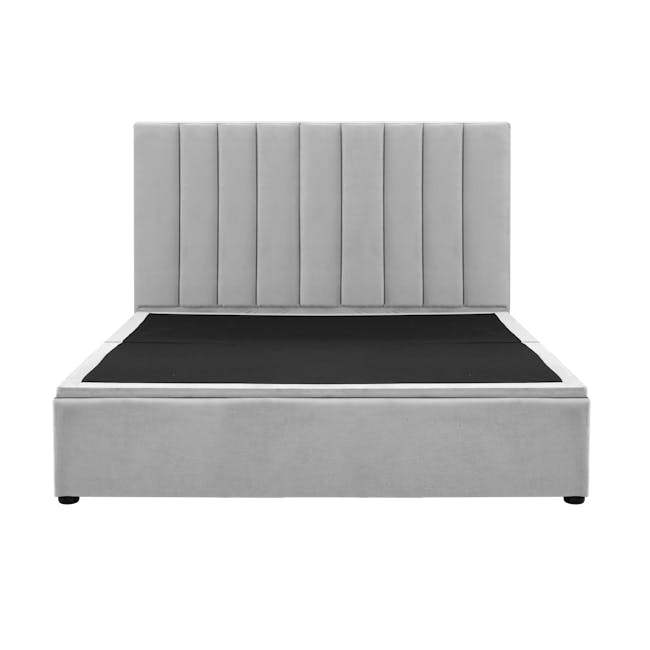 Audrey Queen Storage Bed in Silver Fox (Fabric) with 2 Volos Bedside Tables - 1