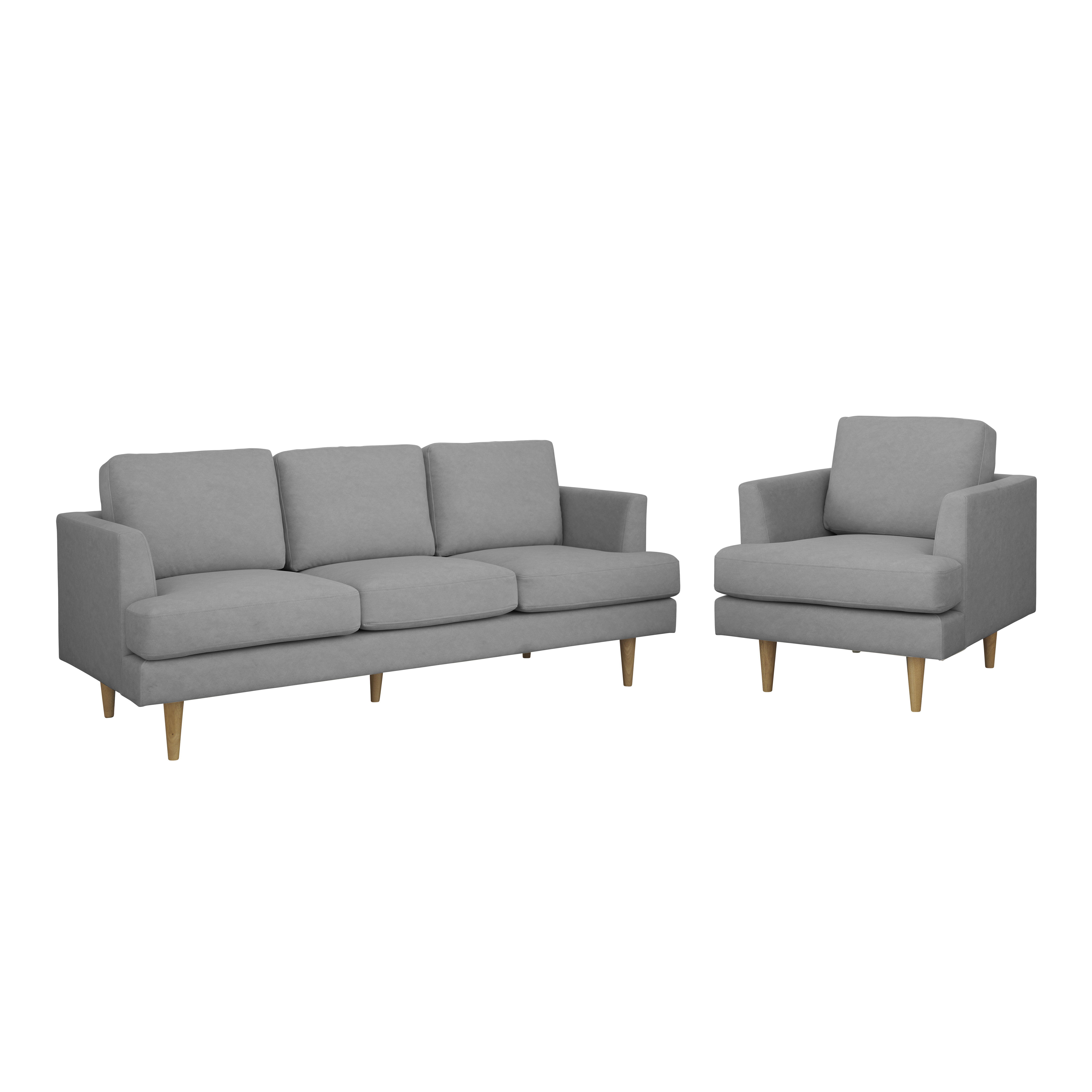Soma 3 Seater Sofa with Soma Armchair - Grey (Scratch Resistant) - Image 1
