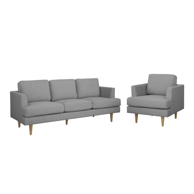 Soma 3 Seater Sofa with Soma Armchair - Grey (Scratch Resistant) - 0