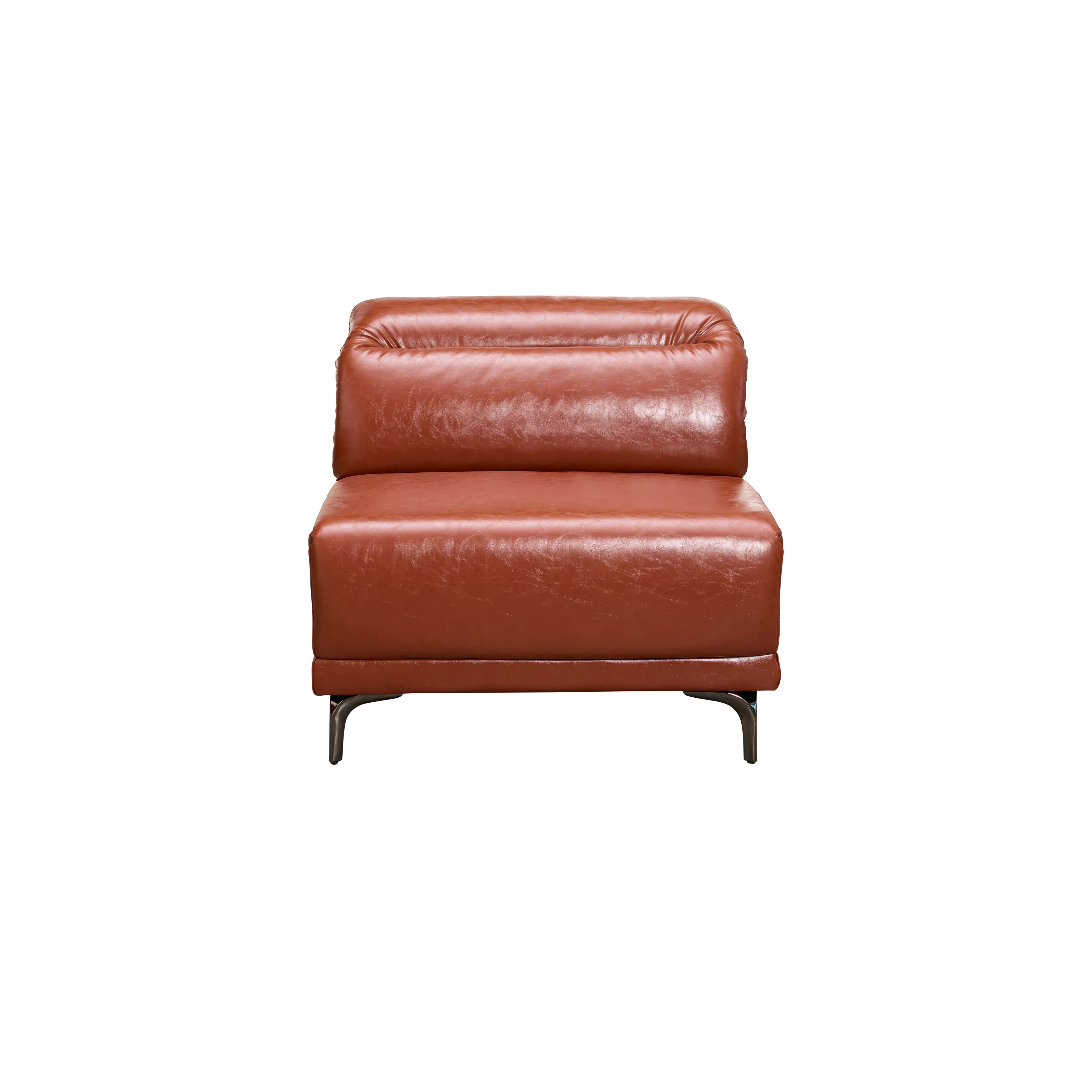 Lorney 4 Seater Sofa with Adjustable Headrest - Camel (Faux Leather) - 46