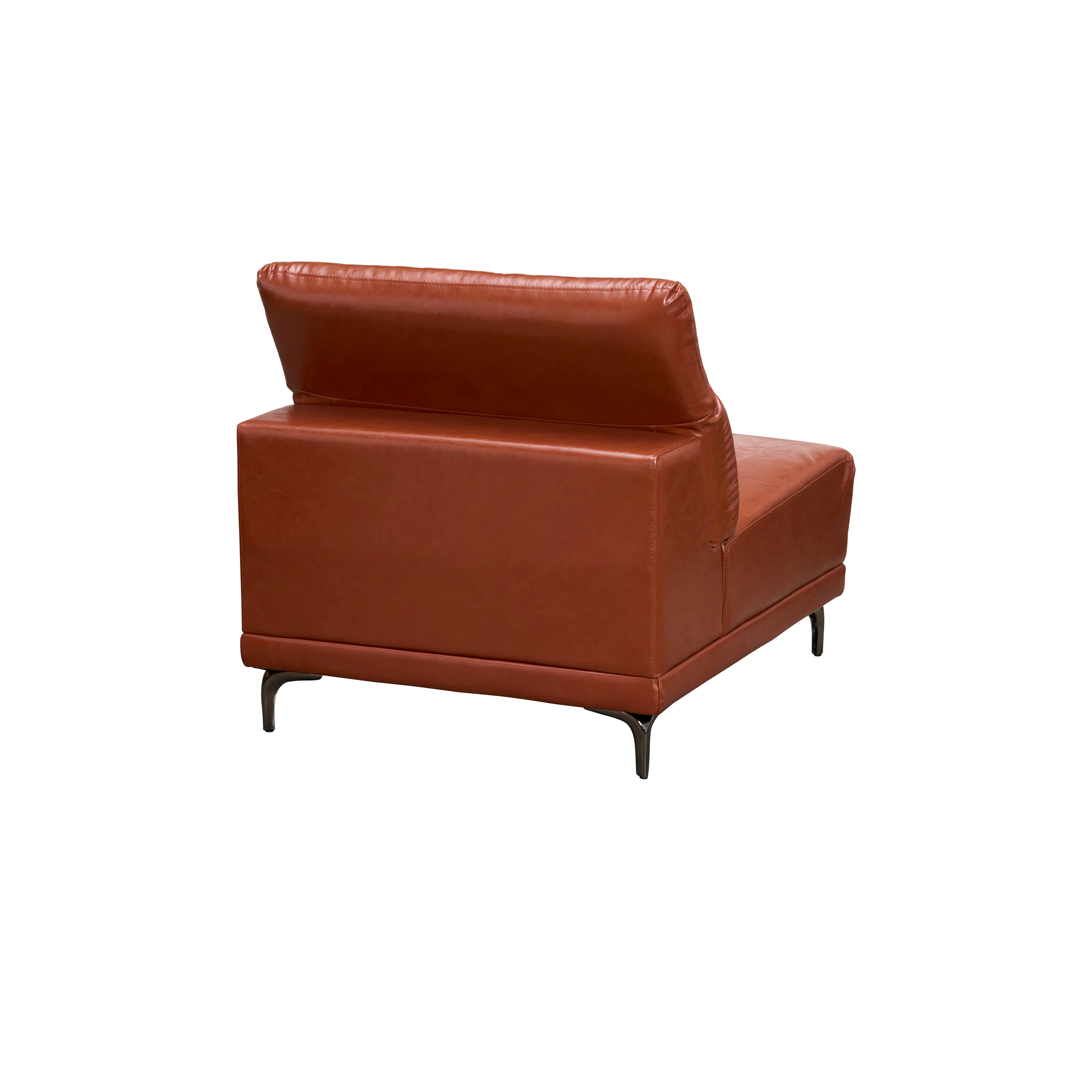 Lorney 4 Seater Sofa with Adjustable Headrest - Camel (Faux Leather) - 74