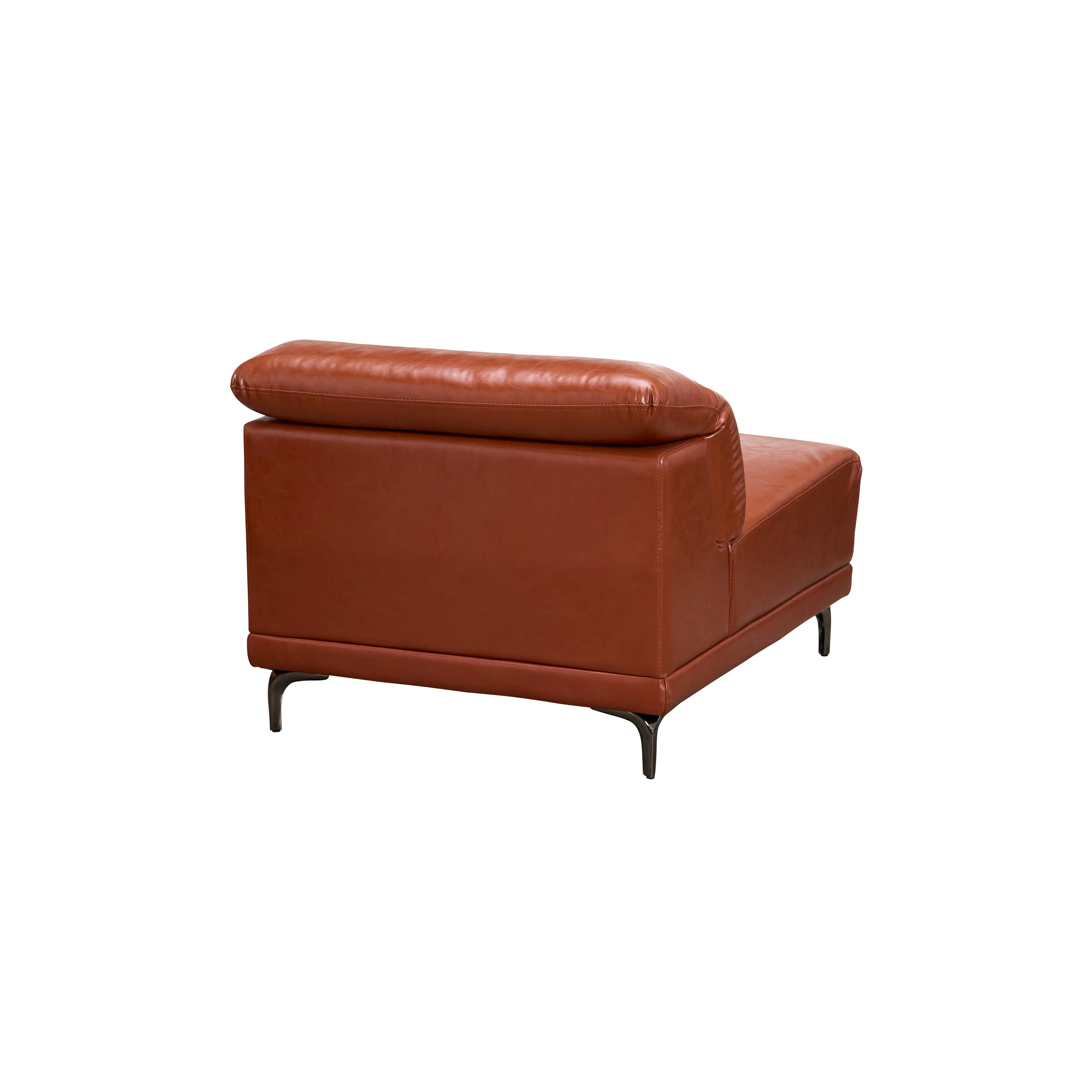 Lorney 4 Seater Sofa with Adjustable Headrest - Camel (Faux Leather) - 75