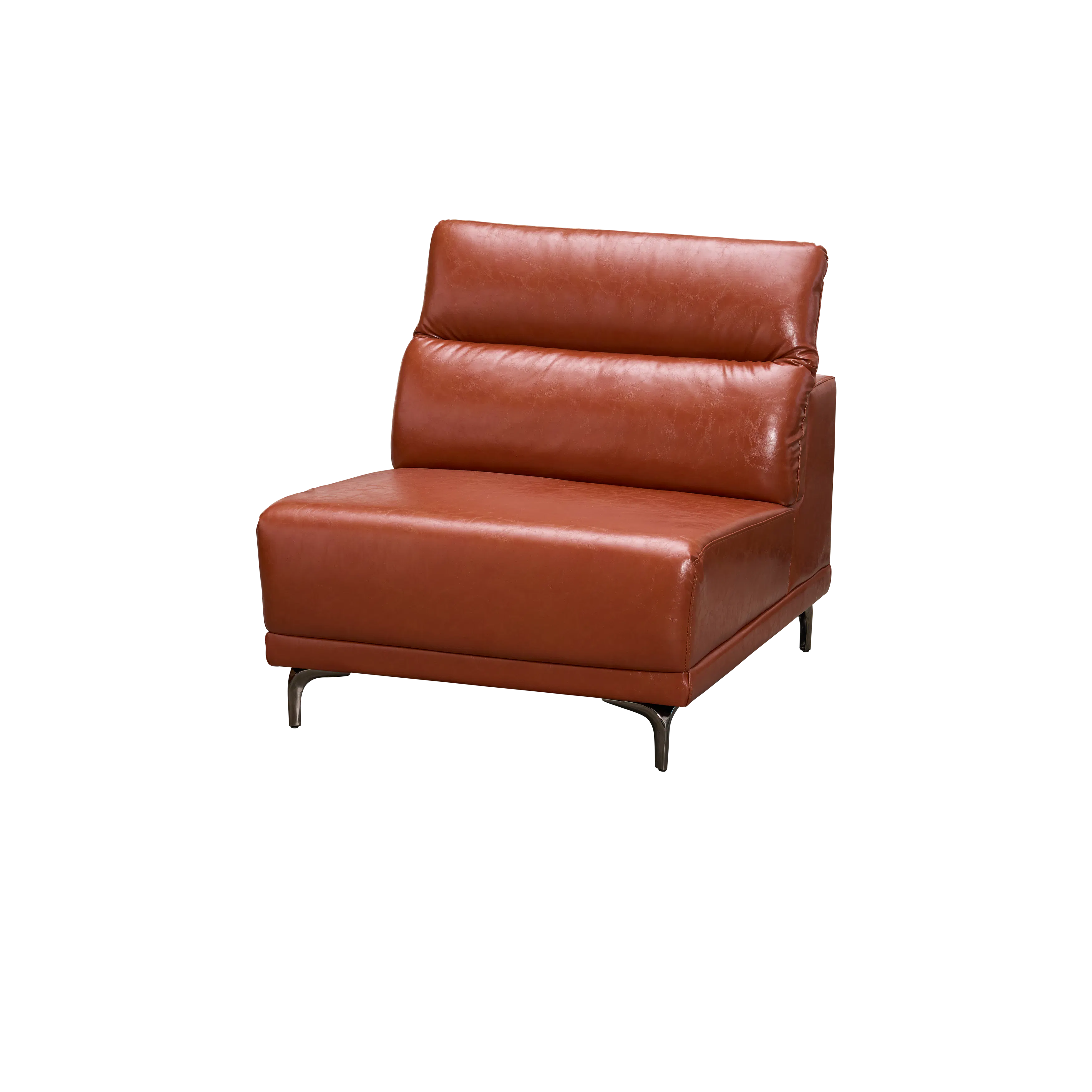 Lorney 4 Seater Sofa with Adjustable Headrest - Camel (Faux Leather) - 76