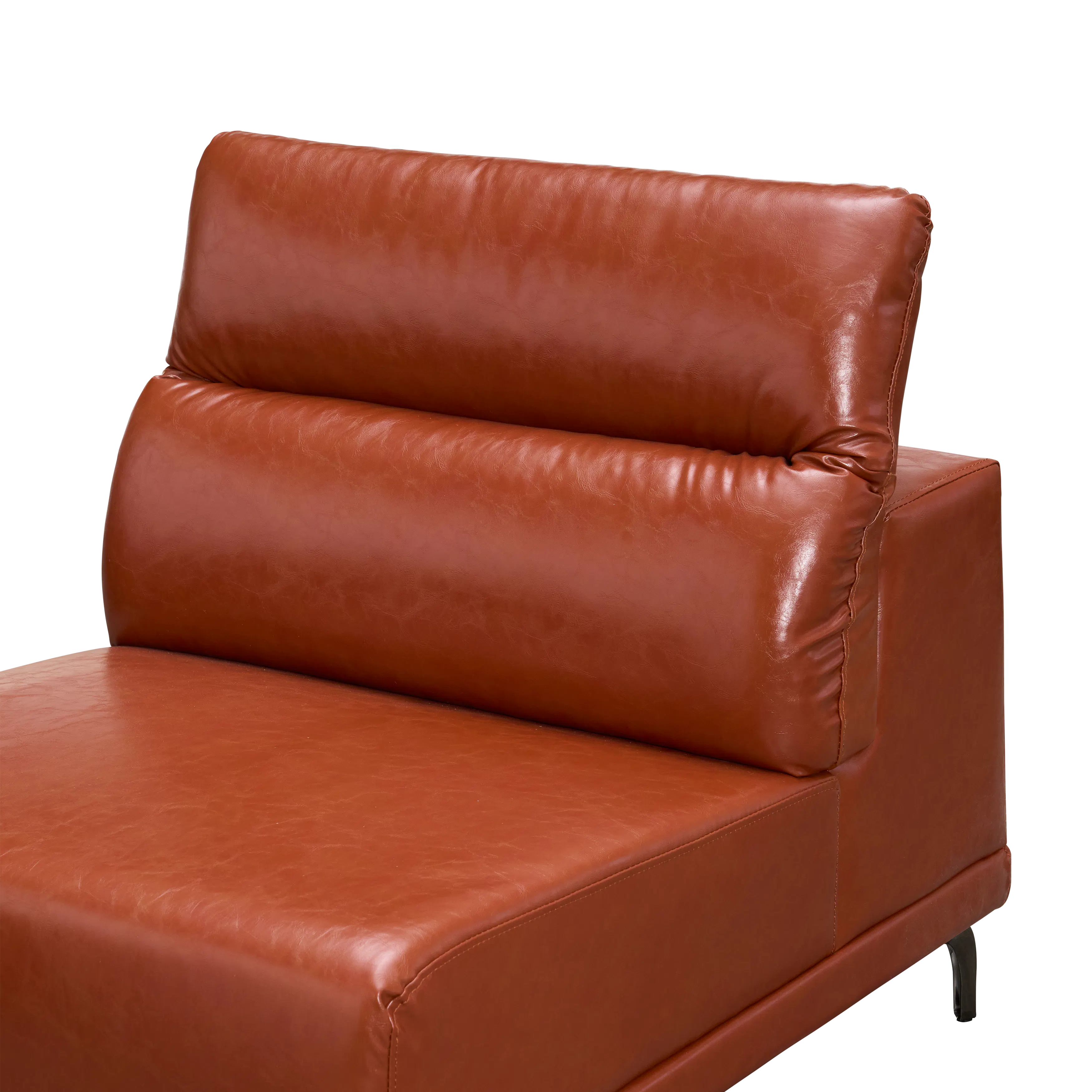 Lorney 4 Seater Sofa with Adjustable Headrest - Camel (Faux Leather) - 78
