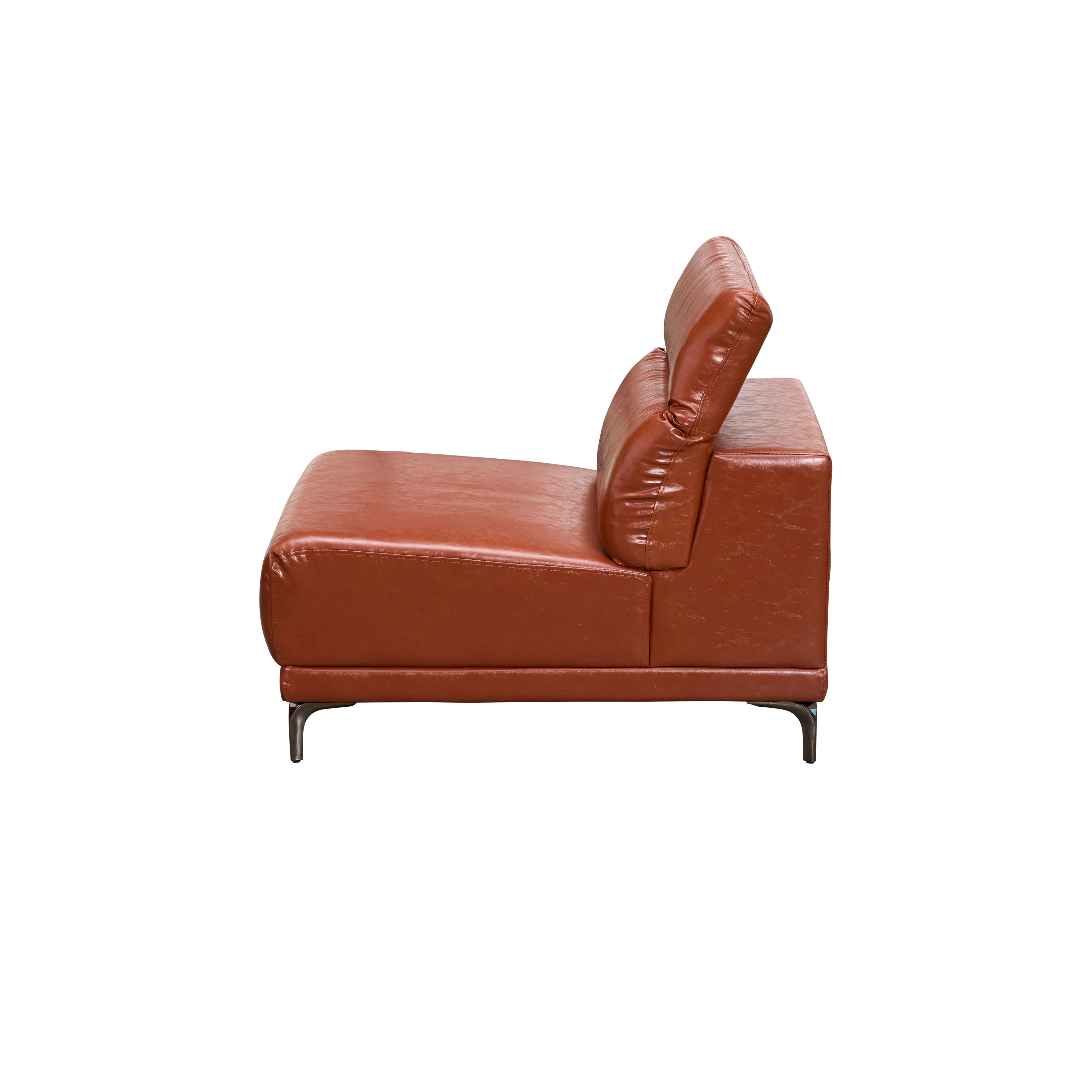 Lorney 4 Seater Sofa with Adjustable Headrest - Camel (Faux Leather) - 79