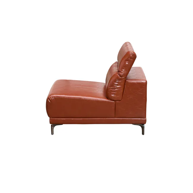 Lorney 4 Seater Sofa with Adjustable Headrest - Camel (Faux Leather) - 79