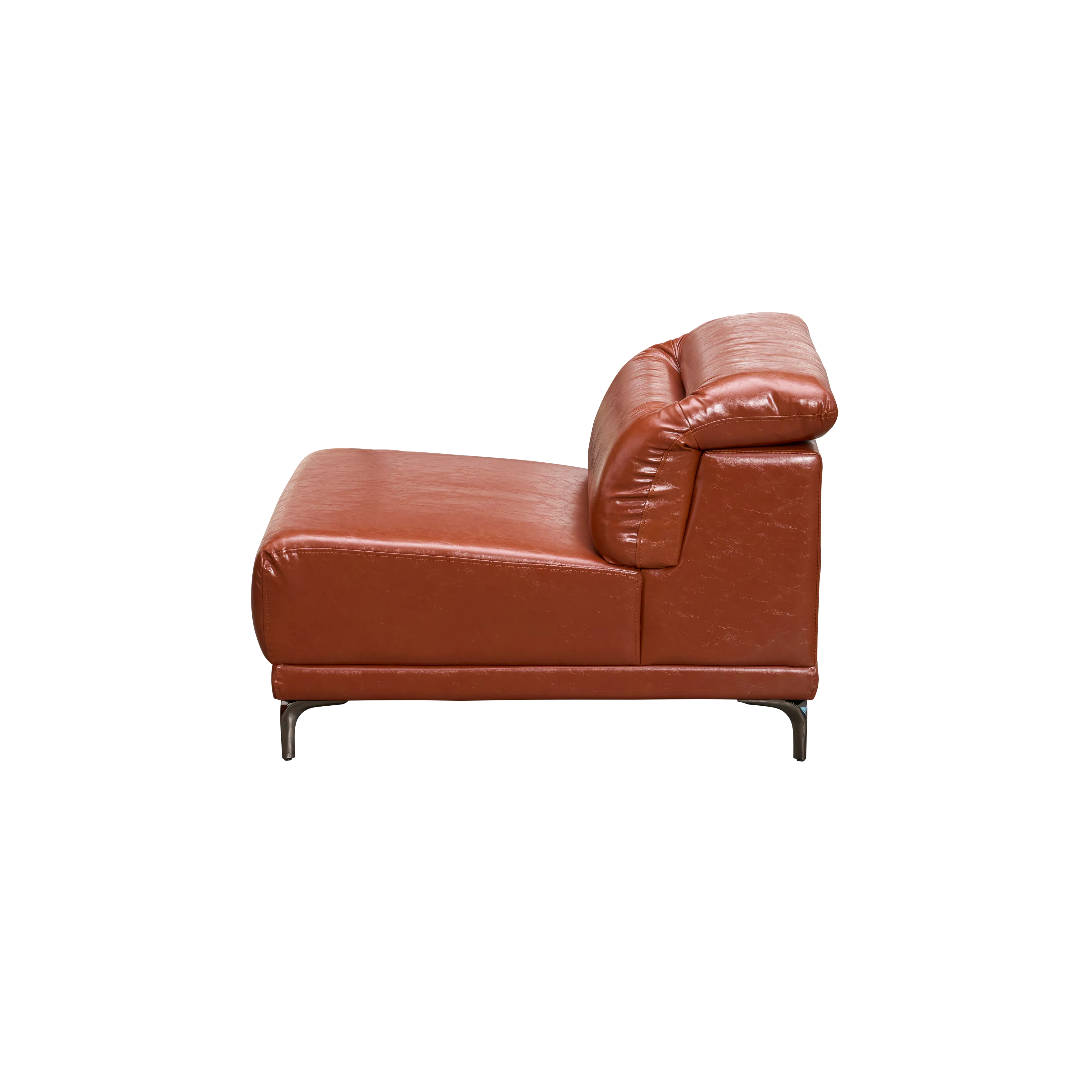 Lorney 4 Seater Sofa with Adjustable Headrest - Camel (Faux Leather) - 80