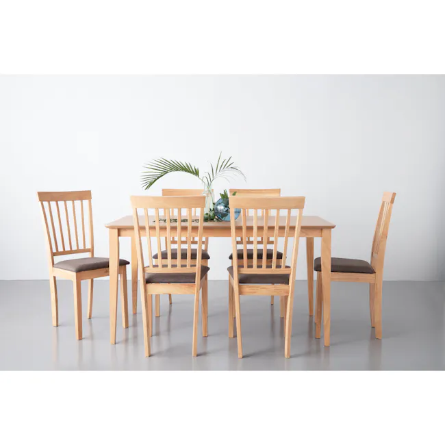 Charmant Dining Table 1.1m - Natural - 6 - Light wooden dining chairs, minimalist design, natural wood finish, simple yet