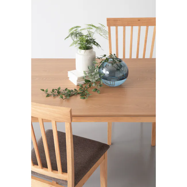 Charmant Dining Table 1.1m - Natural - 3 - Light wooden dining table, minimalist decor, natural green plants, wooden chairs