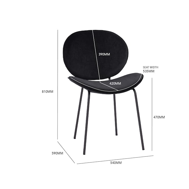 Ormer Dining Chair - Matt Black, Navy (Fabric) - 5