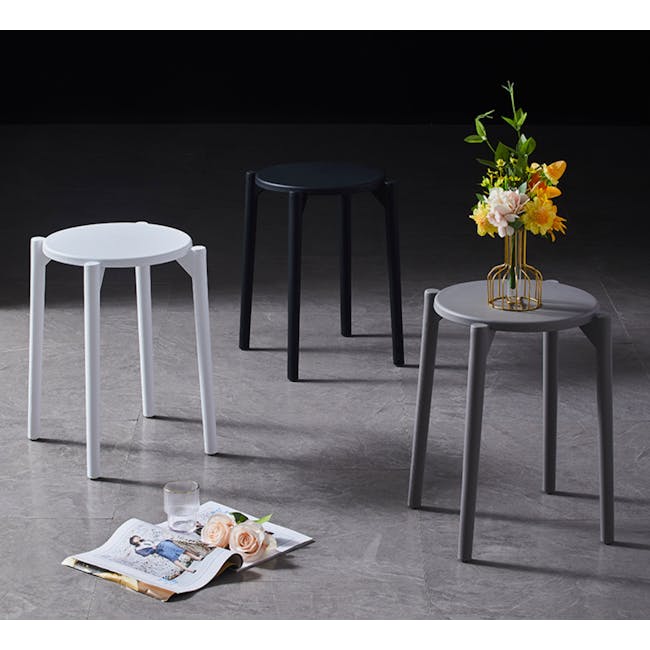 Olly Monochrome Stackable Stool - Slate - 3